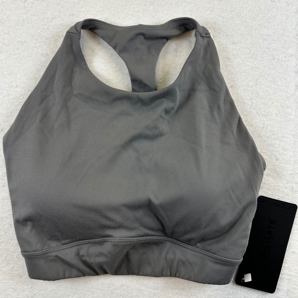 Alphalete Alphalux Charcoal Grey High Neck Racerback Sports Bra XS NWT